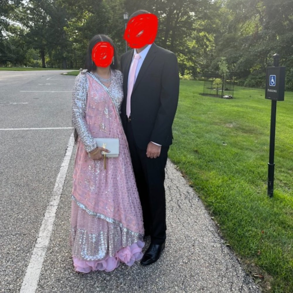 Pink sequin lengha